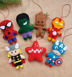 Avengers Baby superhero christmas ornament Plush Guardians of the Galaxy Inspired Plush ornaments Groot Thor