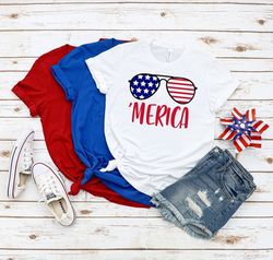 Merica Shirt, 4th of July Shirt, 4th of July, Merica Glasses Shirt, 4th of July Glasses Shirt, Merica Unisex Shirt, Meri