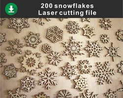 Snowflake Clipart Mega Bundle: 200 Digital Snowflakes for Laser Cutting, Plotter Cutting, and Printing. Commercial /
