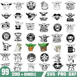 Adorable Baby Yoda SVG Bundle: High-quality PNG, SVG, and DXF Files Included /