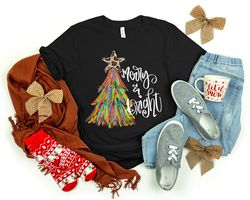 Merry And Bright Shirt, Christmas Shirt, Christmas Tree Shirt, Christmas Tree, Christmas Couple Shirt, Merry Christmas S