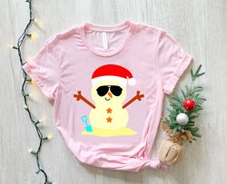 Beach Snowman Tshirt, Christmas in July, Christmas in Summer Gift, Christmas Snowman in July, Christmas in July Shirt Gi