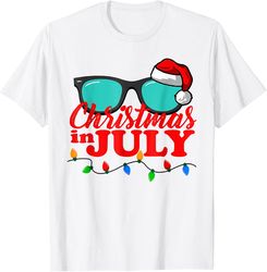 Christmas In July Santa Hat Sunglasses Summer Celebration T-Shirt - 41699