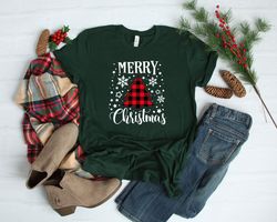 Christmas Tree Shirt, Buffalo Plaid Christmas Tree, Merry Christmas Shirt, Christmas Family Shirt, Christmas Shirt For W