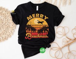 Merry Beachmas Shirt, Vintage Christmas in July Shirt, Tropical Christmas Retro Shirt, Summer Christmas Vacation Shirt