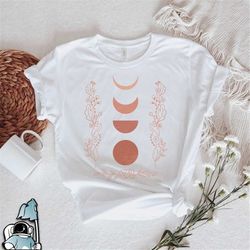 celestial shirt, moon shirt, moon phase shirt, astrology astronomy moon graphic shirt, boho shirt