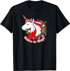 Believe in Magic Unicorn Christmas Tshirt
