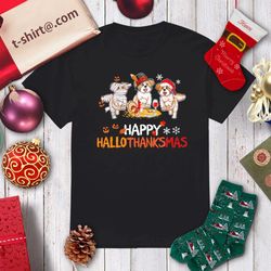 Maltipoo Happy Hallothanksmas Merry Christmas shirt