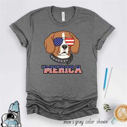 Beagle Gift, Beagle Shirt, Patriotic Beagle T Shirt, Love Beagles, Pet Beagle Dog, July 4th T-Shirt, Funny American Dog