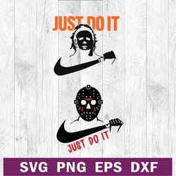 Just do it nike jason voorhees SVG, Michael myers Nike SVG, Halloween horror movie nike logo SVG cut file