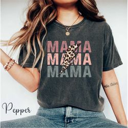 Comfort Color Retro Vintage Mama Shirt, Leopard Mama Shirt, Mama Thunder Shirt, Motherhood Shirt, Girl Mama Shirt, Boy M