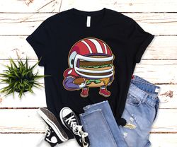 American Football Burger T Shirt Player Funny Sport Fan Gift Cartoon