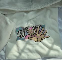 Goku Anime Embroidered Sweatshirt, Dragon Ball Anime Embroidered Sweatshirt, Unisex Embroidered Sweatshirt