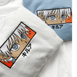 Killua Zoldyck Anime Embroidered Sweatshirt, Fanous Anime Embroidered Sweatshirt, Unisex Embroidered Sweatshirt, Anime