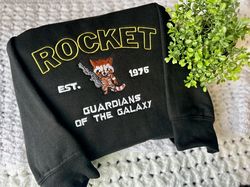 Movie Embroidered Sweatshirt, Inspired Guardians Of The Galaxy Embroidered Sweatshirt, Rocket Raccoon Embroidered