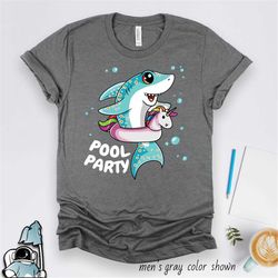 Pool Party Shirt, Shark Shirt, Shark Gift, Shark Birthday Party Gift, Beach Shirt, Summer Vacation, Tropical Shirt, Pool