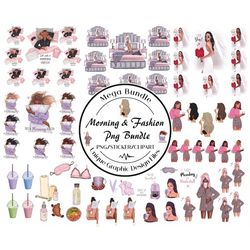 I'm not a Morning Person PNG, Fashion Clipart, Morning Png, Girl Png Bundle, Girl Clipart Bundle, Sunday, coffee, self-c