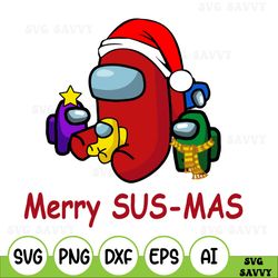 Merry Sus-mas Svg Design, Among Us Crewmate Christmas 2020, Impostor Christmas Svg, printable Svg