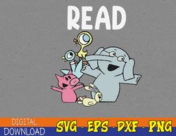 Funny Library Teacher Read Book Club Piggie Elephant Pigeons Svg, Eps, Png, Dxf, Digital Download