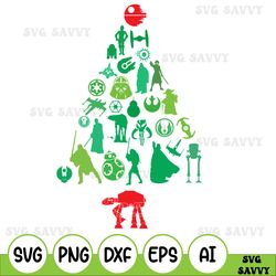Merry Christmas Svg, Star Wars Christmas Tree Svg, Holiday, Digital Download, Sublimation Png