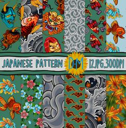Seamless Japanese Pattern Digital Papers -  Background