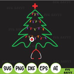 Christmas Tree Svg, Stethoscope Christmas Tree Svg,Nurse Doctor Christmas Svg,Nurse Christmas Svg,Svg Files For Cricut,S