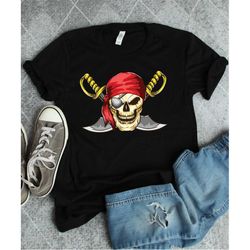 pirate skull shirt, pirate shirt, pirate festival shirt, gifts for pirates, skull crossed swords, pirate gifts, pirate p