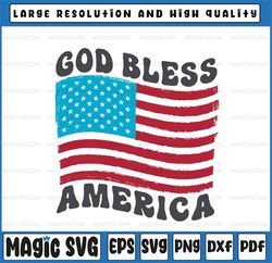 God Bless America Png, Groovy Vintage USA Flag Png, 4th of July Png, Independence Day, Digital Download