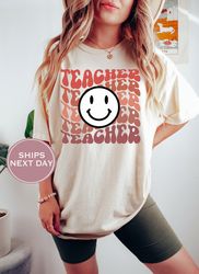 Retro Teacher Comfort Colors Shirt, Teacher Tshirt, Groovy Teacher Shirt, New Teacher Gift, Back to School Shirt, Teache