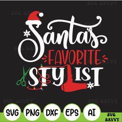 Santa's Favorite Stylist Svg, Hairdresser Christmas Svg, Hair Stylist Winter Svg, Elf Design Cut File, Png