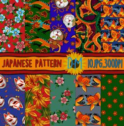 Japanese Seamless Pattern Digital Papers -  Background