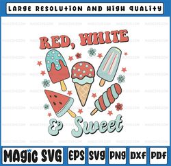 Red White and Sweet Svg, 4th of July Ice Cream Svg, Independence Day Png, Digital Download