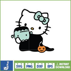 Hello Cats Horror Halloween Svg Png, Layered Hello Cat Svg, Horror Characters Svg, Jack Cat Svg Files For Cricut, Instan