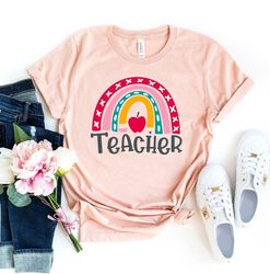 Rainbow T-shirt, Teacher Tshirt, First Grade Shirt, Womens Teaching Top, Encouraging Shirts, Preschool Tee, Appreciation
