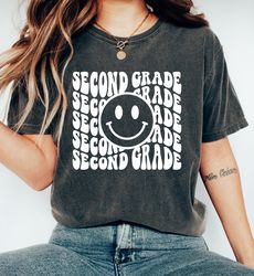 Retro Second Grade Teacher Shirt Comfort Colors Shirt Print, 2nd Grade Teacher Tee, Teacher Gift, Vintage, Baggy, Oversi
