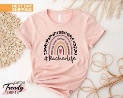 Teacher Rainbow Shirt, Inspirational Teacher T-Shirt, Teacher Leopard Shirt, Gift for Teachers, Leopard Rainbow Teacher