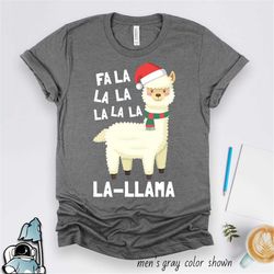 Christmas Llama Shirt, Fa La Llama Christmas Shirt, Cute Llama Gifts, Llama Art, Festive Llama Santa Hat, Christmas Gift