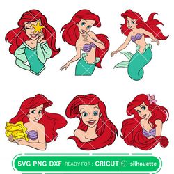 Ariel SVG Bundle, Little Mermaid Svg, Princess Svg, Disney Svg, Cricut, Silhouette Vector Cut Files