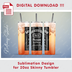Whiskey Label. Best Dad. Father's day Template - Seamless Sublimation Pattern - 20oz SKINNY TUMBLER - Full Wrap