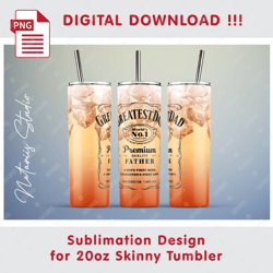 Whiskey Label. Best Dad. Father's day Template - Seamless Sublimation Pattern - 20oz SKINNY TUMBLER - Full Wrap