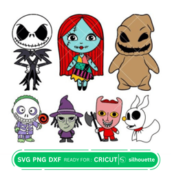Baby Jack and Sally Bundle Svg, Halloween Svg, Oogie Boogie Baby Svg, Cricut, Silhouette Vector Cut Files