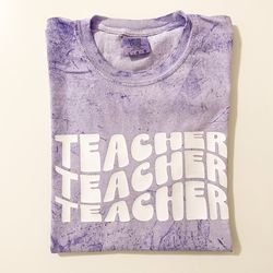 Teacher Tee, Adult Unisex Comfort Colors Color Blast T-Shirt, Amethyst, Short Sleeve, Tie Dye, Trendy Top, Boho, Retro,