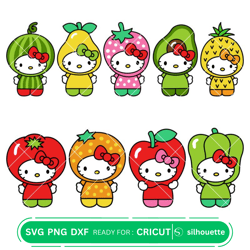 Hello Kitty Fruits Bbundle Svg, Kawaii Svg, Sanrio Svg, Disney Svg, Cricut, Silhouette Vector Cut Files