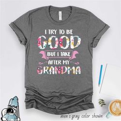 Funny Grandkids Shirt, Take After Grandma, Grandkids Gift, Funny Grandma Shirt, I Try To Be Good Gift For Grandchildren