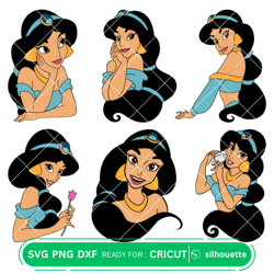 Jasmine SVG Bundle, Aladdin Svg, Princess Svg, Disney Svg, Cricut, Silhouette Vector Cut Files