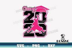 pink air class of 2023 svg cutting file girl jump image for cricut senior graduation cap vinyl decal vector