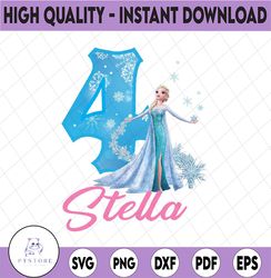 Personalized Frozen Number Birthday, Elsa Girl's Birthday Png, Frozen Matching Family Png, Happy Birthday Girl Png