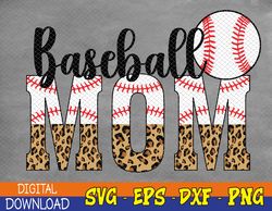 Softball Baseball Mom Leopard Mother's Day Svg, Eps, Png, Dxf, Digital Download