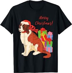 Merry Christmas Funny Saint Bernard Dog Holiday T-Shirt