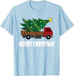 Merry Christmas Tree Shirt - Red Truck Xmas Tree Christmas T-Shirt